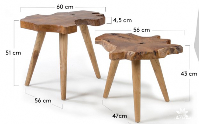 Conjunto 2 Mesas de Apoio HARRIS Teca Natural
